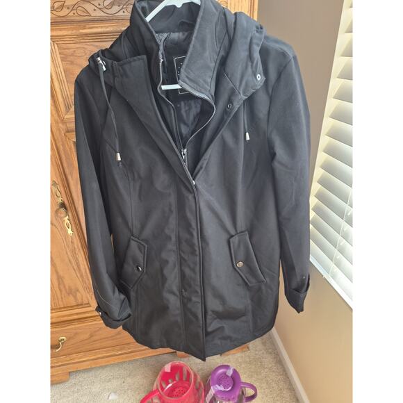 HFX Black Soft Shell Dress Coat Hooded Women Size Large - Picture 1 of 3